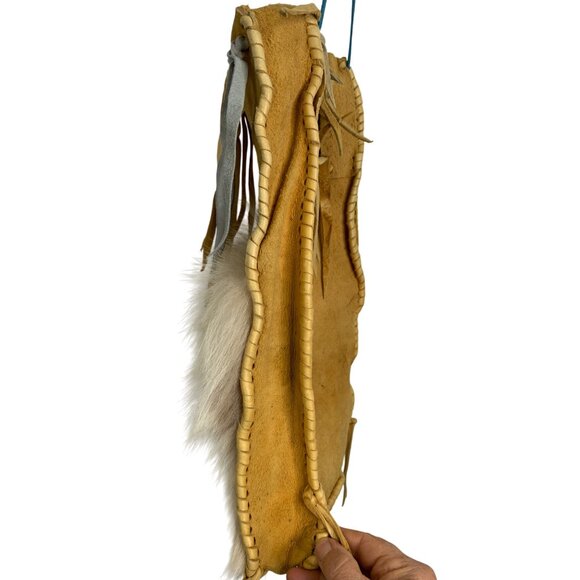 Handmade Buckskin Fur Leather Native American Medicine Herb Bag C10526 - Picture 6 of 9
